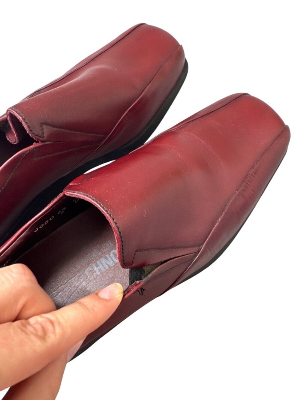 Mephisto Air-Techno Women's 9 Burgundy Leather Wedge Slip On Shoes Square Toe - Picture 9 of 13